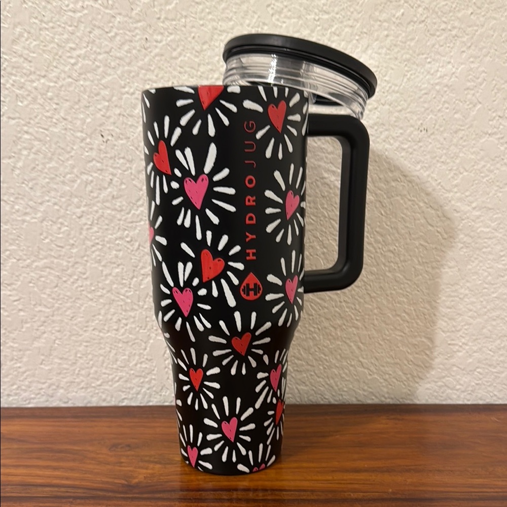 HydroJug Black Tumbler with Heart Design